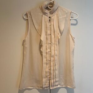 Zara Woman Cream Sleeveless Pleated Blouse | Size S